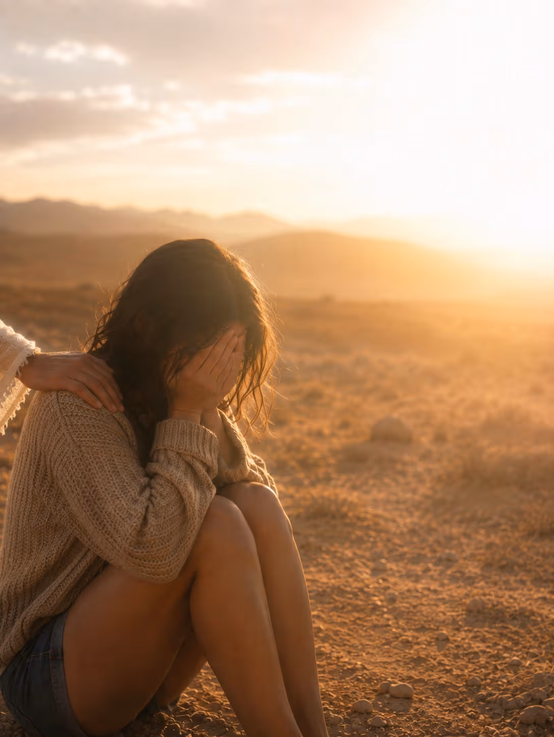 Une femme soutenue et consolée dans son désert
