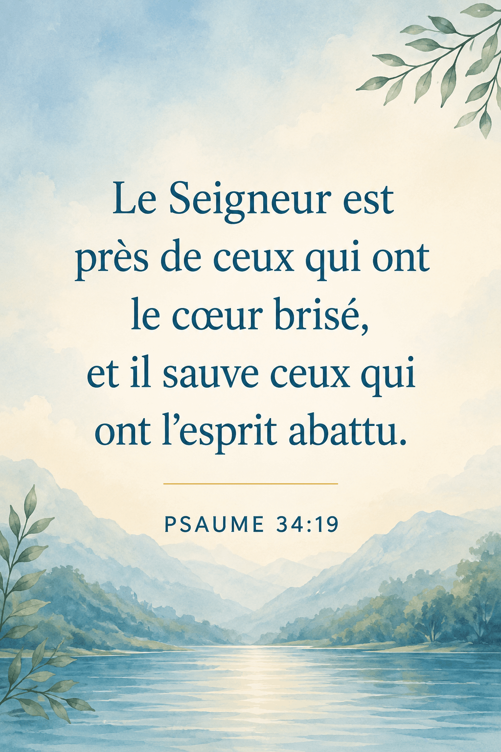 Psaume 34 : 19 : L’Éternel est près de ceux qui ont le cœur brisé